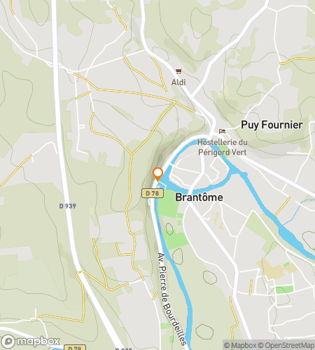 Map of scavenger hunt walking tour for Brantôme‘s Périgord Playground Hunt