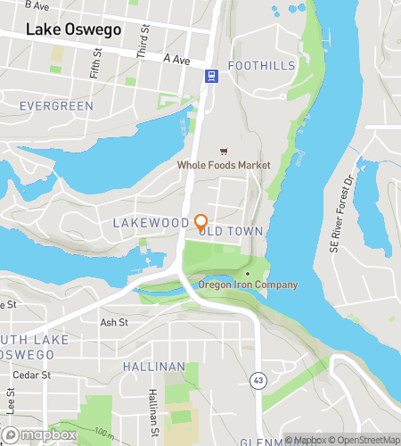 Map of scavenger hunt walking tour for Way to Go, Lake Oswego
