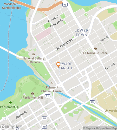 Map of scavenger hunt walking tour for Onward Ottawa Bar Crawl