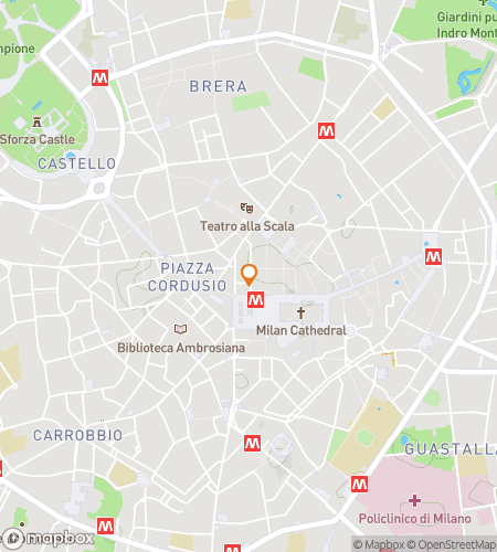 Map of scavenger hunt walking tour for Milan Lombardy Bar Hunt