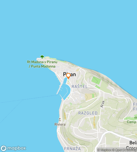 Map of scavenger hunt walking tour for Mediterranean Magic: The Piran Hunt