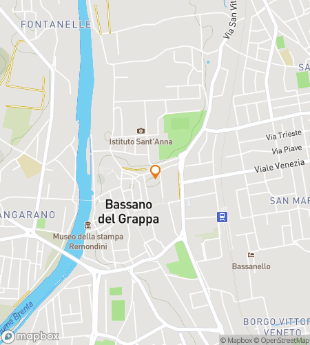 Map of scavenger hunt walking tour for In High Spirits: The Alpine Bassano del Grappa Hunt