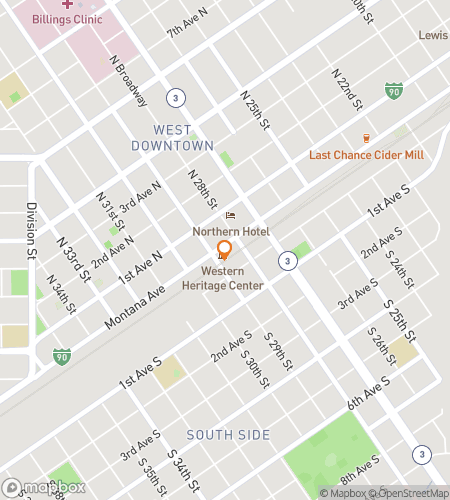 Mapa pěší prohlídky scavenger hunt pro Downtown Billings Ghost Tour 
