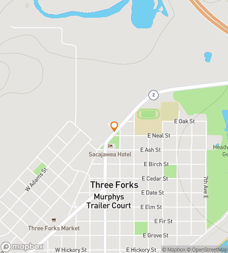 Map of scavenger hunt walking tour for Thrilling Three Forks Treasure Trek