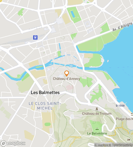 Mapa del recorrido a pie de búsqueda del tesoro por Annecy, la Venecia de los Alpes