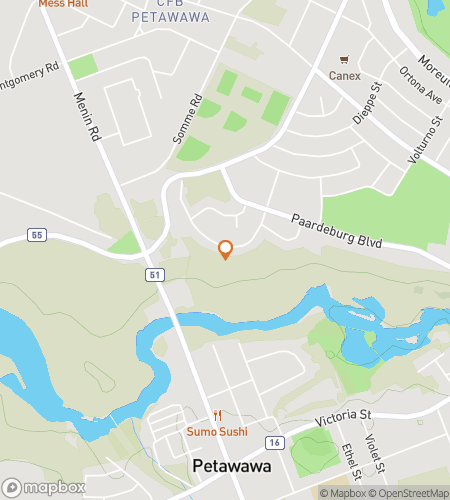 Map of scavenger hunt walking tour for Petawawa Scavenger Hunt