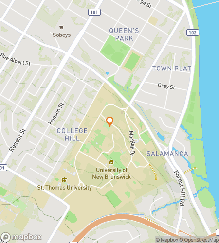 Map of scavenger hunt walking tour for Loyalist to Learning: The UNB Hunt