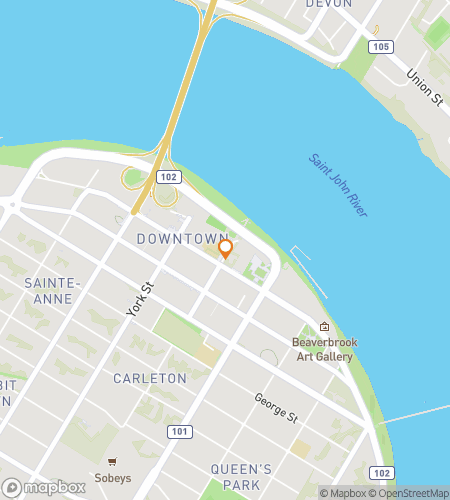 Map of scavenger hunt walking tour for Fredericton scavenger hunt