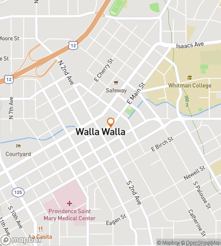 Map of scavenger hunt walking tour for Walla Walla Wine and More