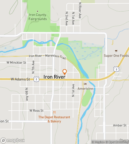 Map of scavenger hunt walking tour for Iron River Riddle Ramble