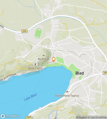 Map of scavenger hunt walking tour for Lake Bled Clue Cruise