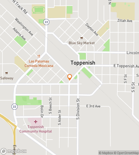 Map of scavenger hunt walking tour for  Toppenish scavenger hunt