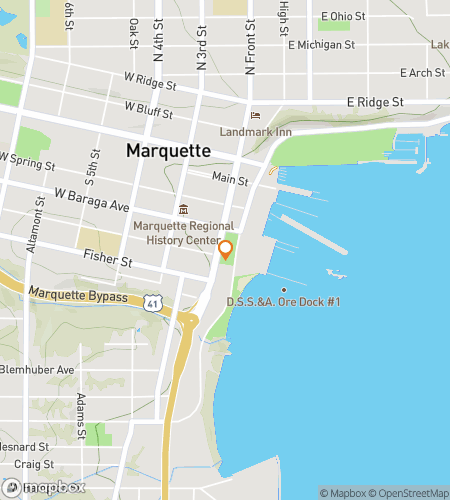 Carte du parcours de visite &agrave; pied pour la chasse au tr&eacute;sor &laquo; Your Calendars&colon; The Superior Shore Hunt &raquo; &agrave; Marquette