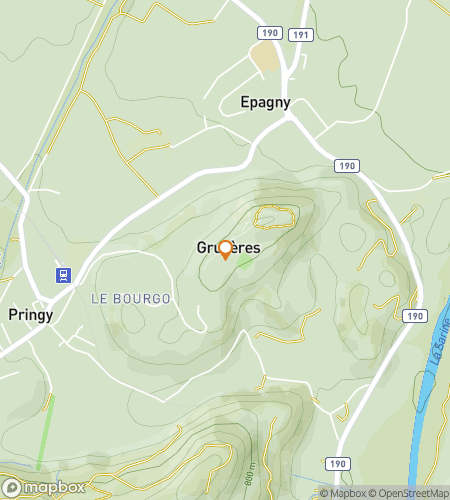Karta &ouml;ver stadsvandring med skattjakt f&ouml;r ost&comma; slott och kullersten&colon; Gruy&egrave;res-jakten