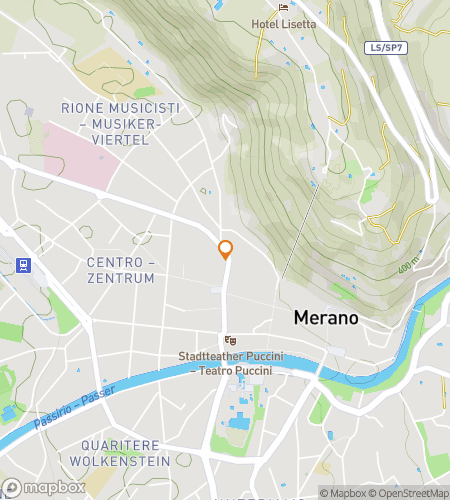 Map of scavenger hunt walking tour for Merano Trail: Towers, Stones & Stories