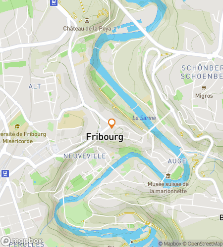 Map of scavenger hunt walking tour for Bridges & Bells: The Fribourg Hunt
