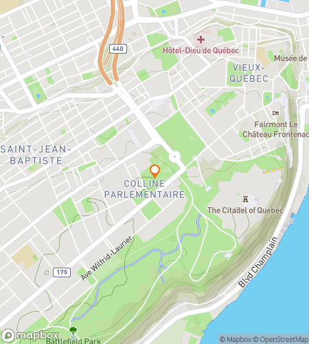 Χάρτης περιήγησης με κυνήγι θησαυρού για την περιπέτεια ηχητικής ξενάγησης στην πόλη του Κεμπέκ