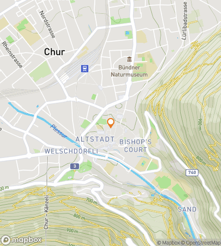 Map of scavenger hunt walking tour for Old Stones, New Stories: The Chur Hunt