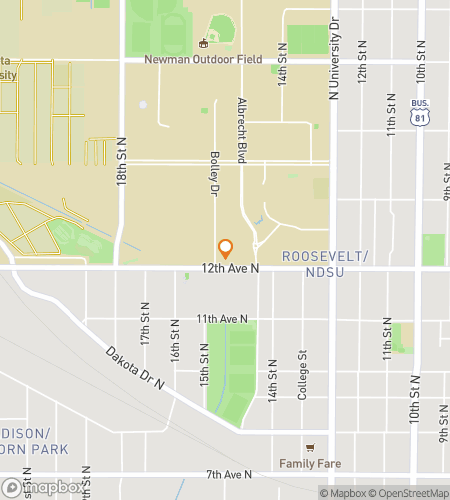 Map of scavenger hunt walking tour for North Dakota State University Hunt