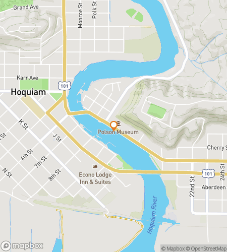 Map of scavenger hunt walking tour for Hoquiam's Hunt-tastic Downtown Adventure