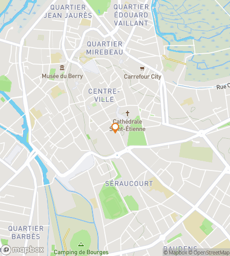 Map of scavenger hunt walking tour for Cathedral Keys: Bourges Quest