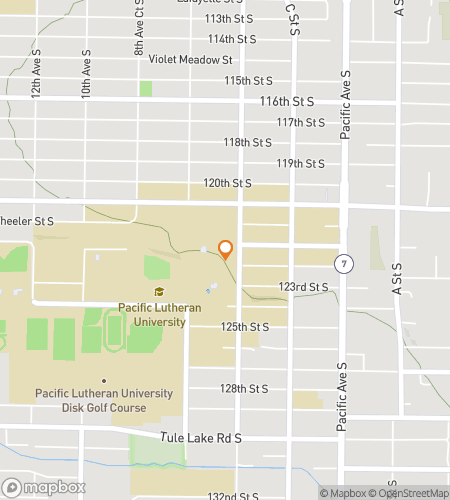 Map of scavenger hunt walking tour for  Pacific Lutheran University Hunt