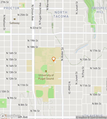 Map of scavenger hunt walking tour for University of Puget Sound Hunt