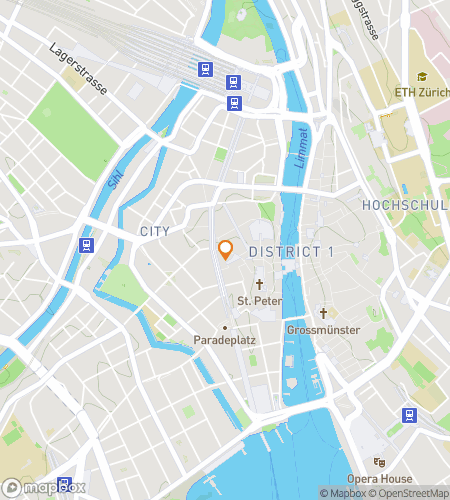 Карта пешеходного тура с охотой за сокровищами для Цюриха (Круг 1) / Охота за сокровищами на Линденхоф