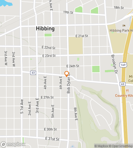 Map of scavenger hunt walking tour for Hibbing Hysteria Treasure Hunt