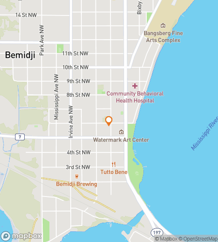 Map of scavenger hunt walking tour for Bemidji‘s Bunyan Bonanza Hunt