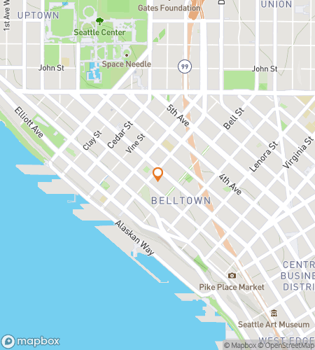 Map of scavenger hunt walking tour for Belltown Bar Blitz