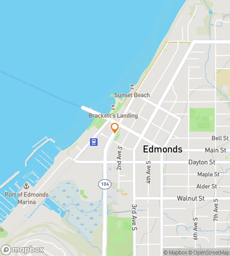 Mapa pěší prohlídky scavenger hunt pro Edmonds Seaside Adventure