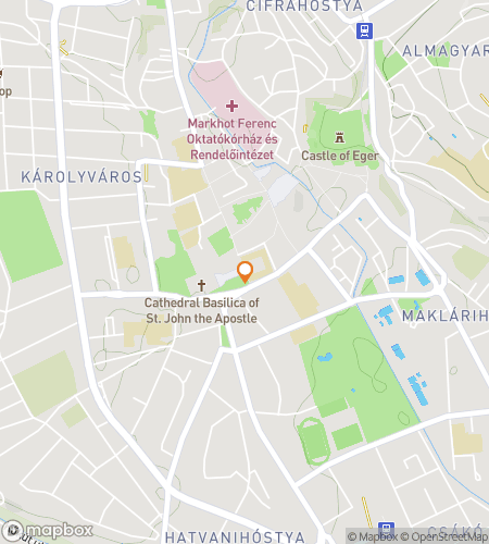 Map of scavenger hunt walking tour for Eger Culture & Craft Discovery Hunt