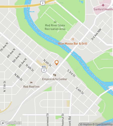 Map of scavenger hunt walking tour for Grand Forks Bar Crawl