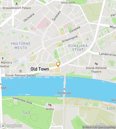 Map of scavenger hunt walking tour for Comenius University Hunt