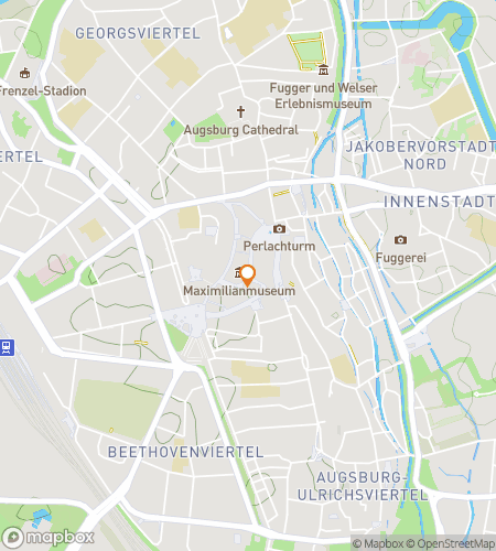 Map of scavenger hunt walking tour for The Fountain Chase: Augsburg’s Water Wonders!