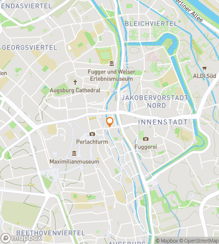 ऑग्सबर्ग के ऑलिटरेटिव एडवेंचर के लिए स्कैवेंजर हंट वॉकिंग टूर का नक्शा