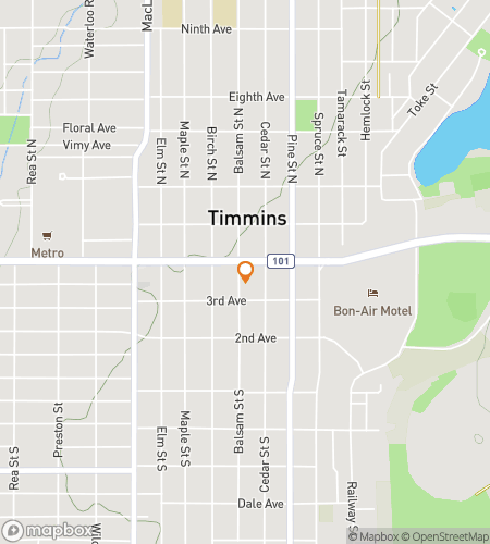 Map of scavenger hunt walking tour for Timmins Northern Ontario Spotlight Adventure