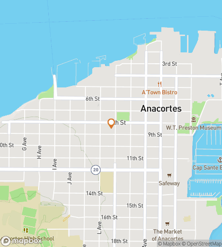 Map of scavenger hunt walking tour for Anacortes Alliteration Adventure