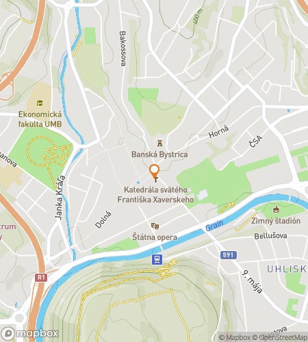 Karta &ouml;ver stadsvandring med skattjakt f&ouml;r "Mod genom tiden&colon; En jakt i Bansk&aacute; Bystrica"