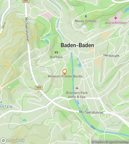 Map of scavenger hunt walking tour for Baden-Baden Gardens, Galleries & Grace Quest