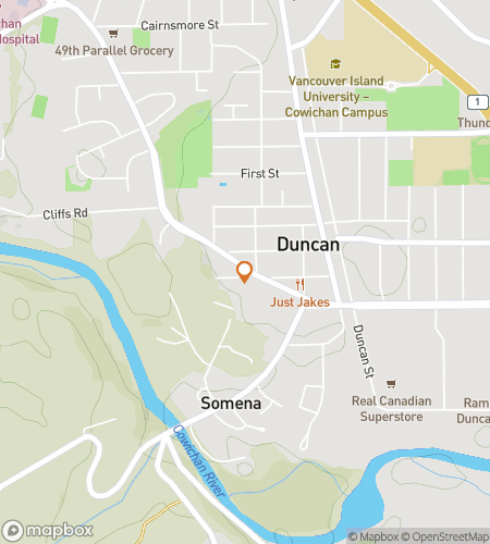 Map of scavenger hunt walking tour for Duncan Believe It: The Totem Town Quest