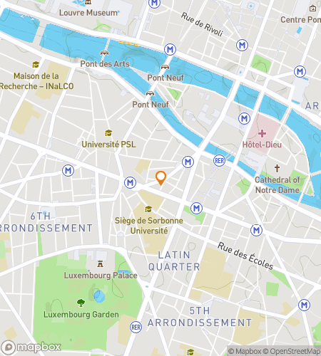 Map of scavenger hunt walking tour for Sorbonne University Hunt
