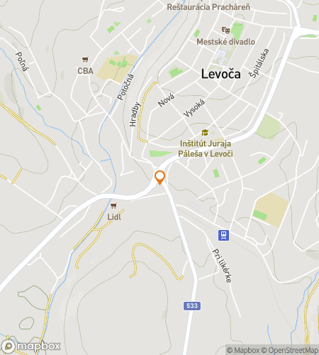 Map of scavenger hunt walking tour for Lingering in Levoca