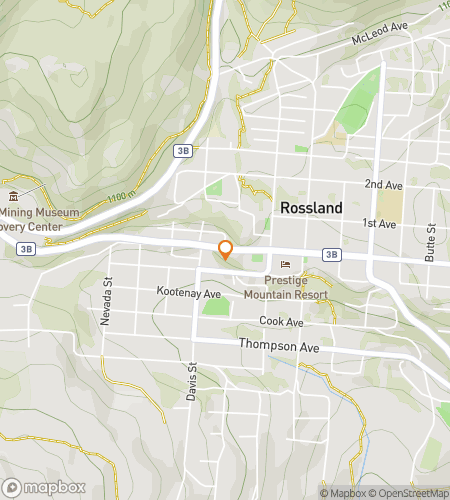 Map of scavenger hunt walking tour for Rossland‘s Radical Riddles & Revels