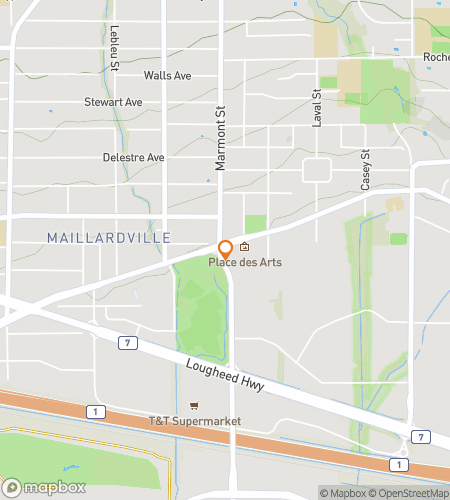 Map of scavenger hunt walking tour for Coquitlam SkyTrain-to-Summit Discovery