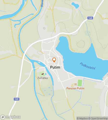 Kart over skattejakt-vandretur for Ekkos av Sør-Böhmiske Sletter: Fortellinger om Putim