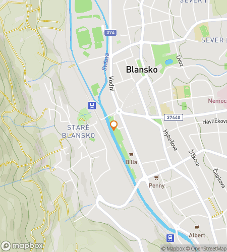 Map of scavenger hunt walking tour for Blansko‘s Bohemian Bonanza Hunt