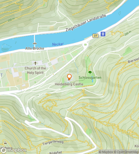 Map of scavenger hunt walking tour for Heidelberg Hunt