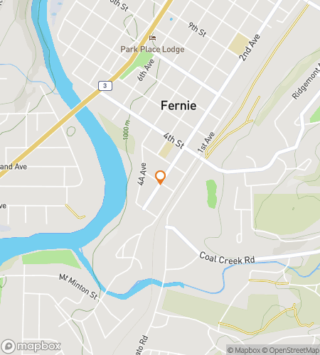 Map of scavenger hunt walking tour for Squatch Me If You Can: The Fernie Hunt